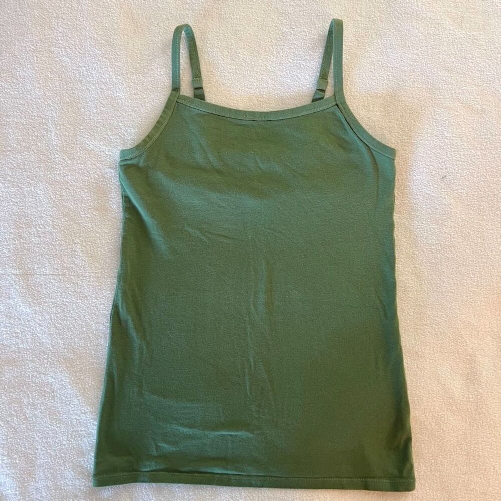 Duluth No-Yank Shelf Bra Cami Olive Green Basic Minimalist Staple, Size XS
